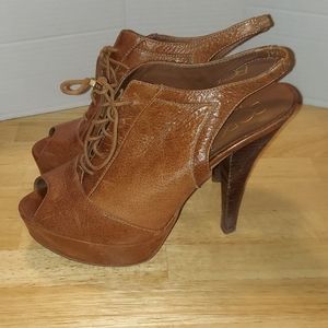 BCBG Ryder brown Lace-up peep toe platform shoes Size10B